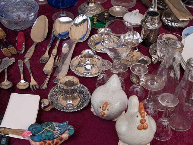 Silver flatware, glassware and collectibles ready for auction